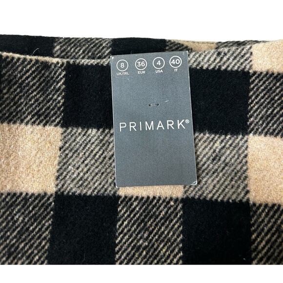 Primark Buffalo Plaid Mini Skirt Sz 4 Wool Blend Back Seam Zipper New - Picture 4 of 8